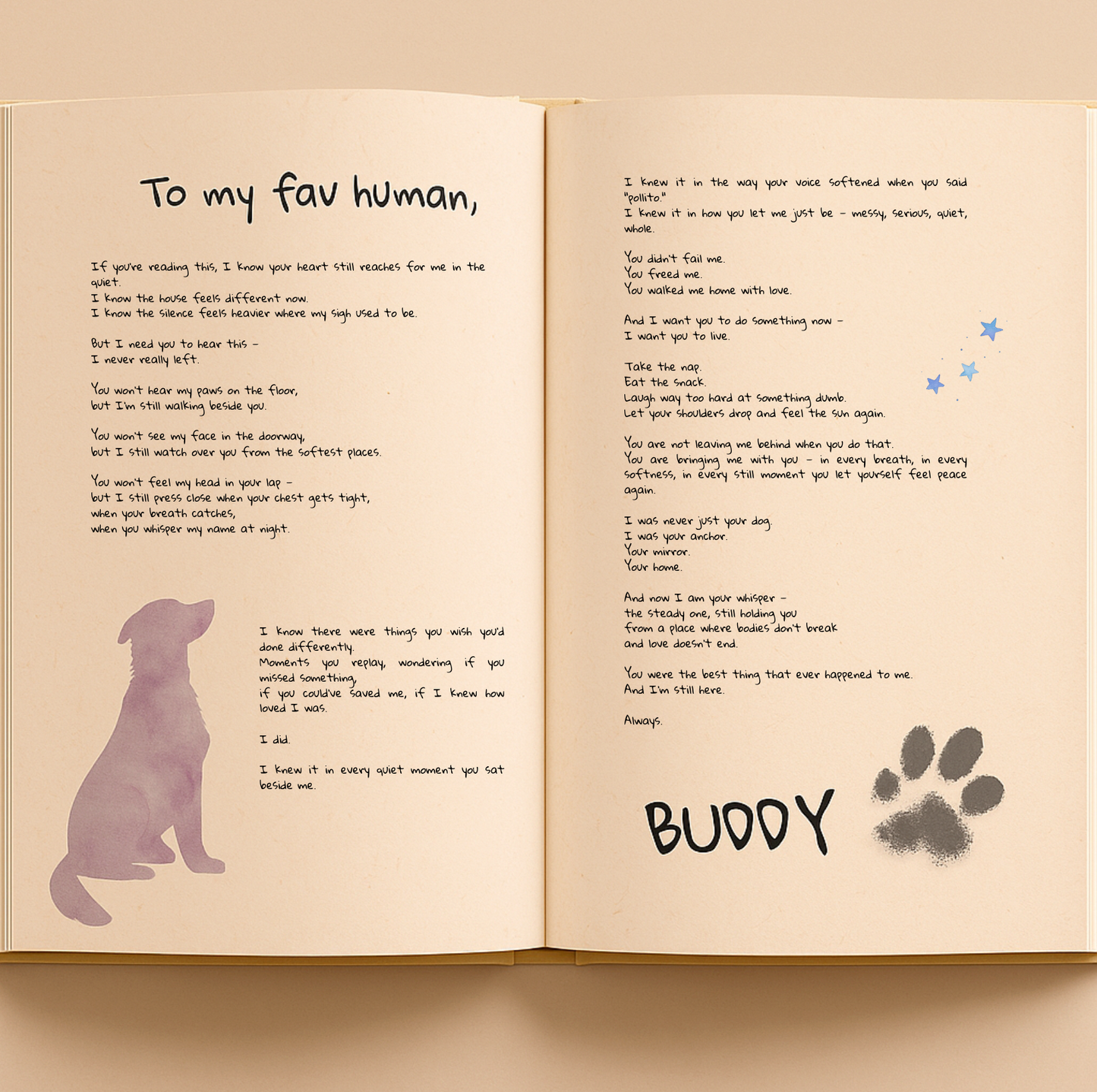 Whisper is still here - Personalized Dog Memorial Book